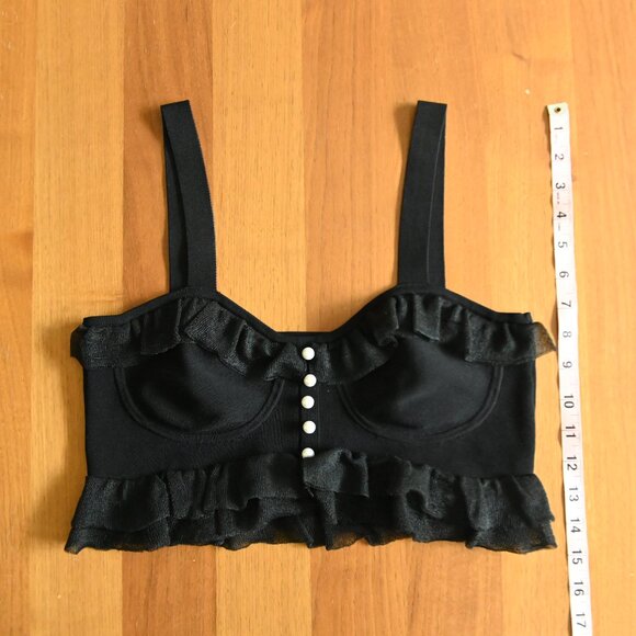 Sandro Black Ruffle Crop Top - Picture 13 of 16